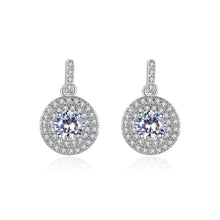 Load image into Gallery viewer, Simple Bright Geometric Round Stud Earrings with Cubic Zirconia