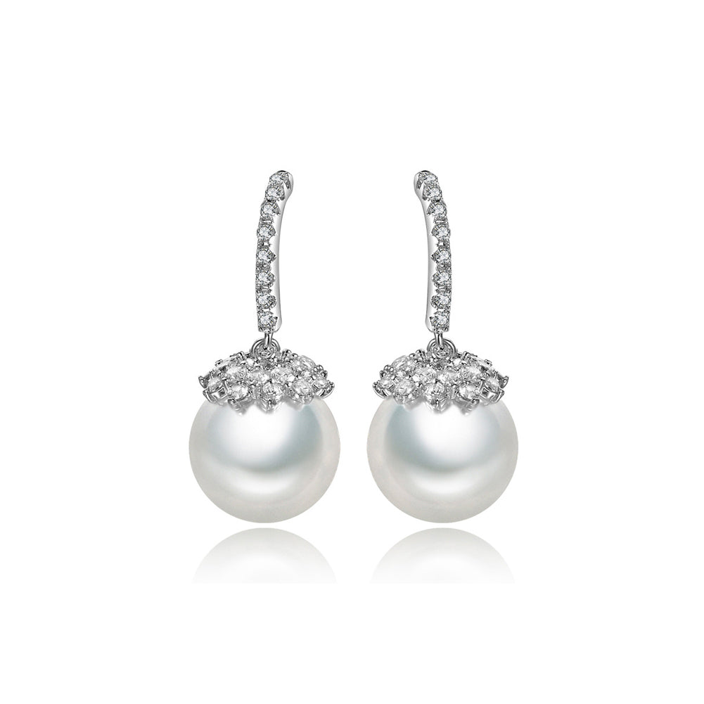 Fashion and Elegant Geometric Imitation Pearl Earrings with Cubic Zirconia