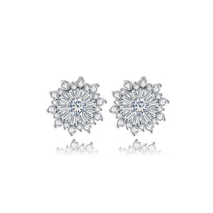 Fashion Bright Flower Stud Earrings with Cubic Zirconia