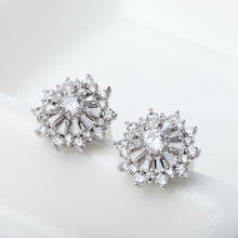 Load image into Gallery viewer, Fashion Bright Flower Stud Earrings with Cubic Zirconia