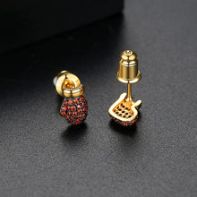 Load image into Gallery viewer, Simple and Cute Plated Gold Glove Stud Earrings with Red Cubic Zirconia