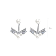 Load image into Gallery viewer, Simple and Creative Arrow Imitation Pearl Earrings with Cubic Zirconia