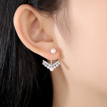 Load image into Gallery viewer, Simple and Creative Arrow Imitation Pearl Earrings with Cubic Zirconia