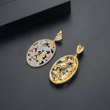 Load image into Gallery viewer, Fashion and Elegant Plated Gold Geometric Butterfly Earrings with Colorful Cubic Zirconia
