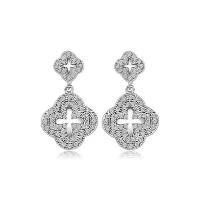 Fashion Simple Four-leafed Clover Earrings with Cubic Zirconia