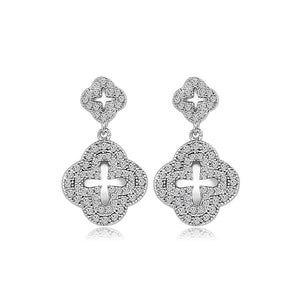 Fashion Simple Four-leafed Clover Earrings with Cubic Zirconia