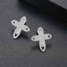Load image into Gallery viewer, Simple Bright Cross Stud Earrings with Cubic Zirconia
