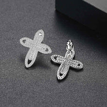 Load image into Gallery viewer, Simple Bright Cross Stud Earrings with Cubic Zirconia