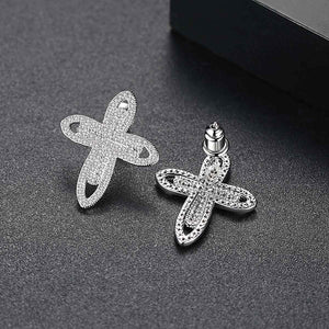 Simple Bright Cross Stud Earrings with Cubic Zirconia