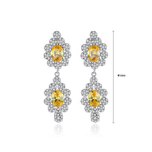 Load image into Gallery viewer, Elegant Bright Geometric Pattern Earrings with Yellow Cubic Zirconia