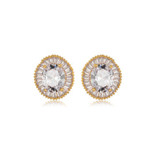 Load image into Gallery viewer, Simple and Bright Plated Rose Gold Geometric Round Stud Earrings with Cubic Zirconia