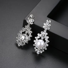 Load image into Gallery viewer, Fashion and Elegant Geometric Pattern Imitation Pearl Earrings with Cubic Zirconia