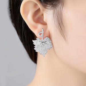 Fashion and Elegant Leaf Cubic Zirconia Stud Earrings