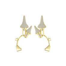 Load image into Gallery viewer, Simple and Creative Plated Gold Geometric House Earrings with Cubic Zirconia