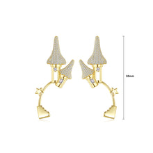 Load image into Gallery viewer, Simple and Creative Plated Gold Geometric House Earrings with Cubic Zirconia