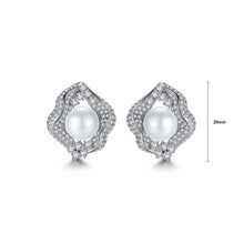 Load image into Gallery viewer, Fashion and Elegant Shell Imitation Pearl Stud Earrings with Cubic Zirconia