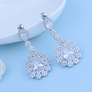 Elegant and Bright Geometric Pattern Earrings with Cubic Zirconia