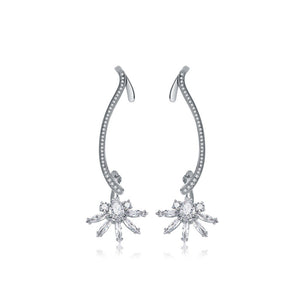 Simple and Fashion Geometric Flower Earrings with Cubic Zirconia