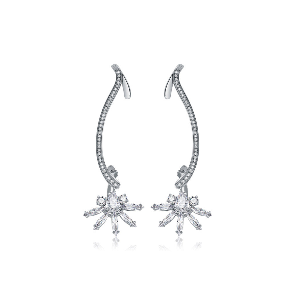 Simple and Fashion Geometric Flower Earrings with Cubic Zirconia