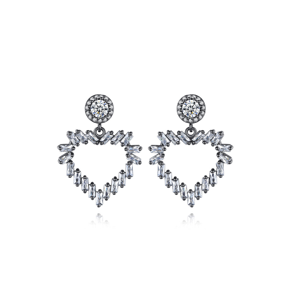 Simple and Romantic Hollow Heart-shaped Earrings with Cubic Zirconia