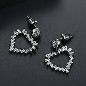 Simple and Romantic Hollow Heart-shaped Earrings with Cubic Zirconia