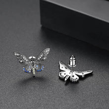 Load image into Gallery viewer, Fashion and Elegant Plated Black Butterfly Stud Earrings with Blue Cubic Zirconia