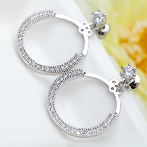 Fashion Simple Geometric Hollow Circle Stud Earrings with Cubic Zirconia