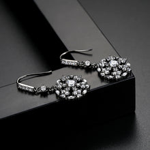 Load image into Gallery viewer, Simple and Fashion Plated Black Snowflake Earrings with Cubic Zirconia