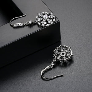Simple and Fashion Plated Black Snowflake Earrings with Cubic Zirconia