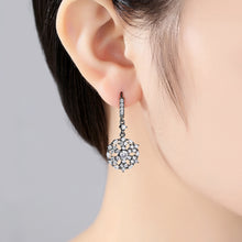 Load image into Gallery viewer, Simple and Fashion Plated Black Snowflake Earrings with Cubic Zirconia