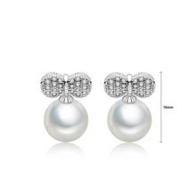 Load image into Gallery viewer, Simple and Lovely Ribbon Imitation Pearl Earrings with Cubic Zirconia