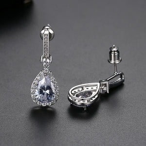 Fashion and Elegant Geometric Water Drop-shaped Cubic Zirconia Earrings