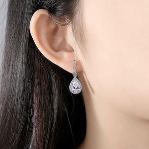 Fashion and Elegant Geometric Water Drop-shaped Cubic Zirconia Earrings