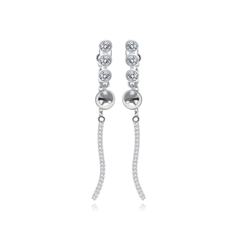 Simple and Fashion Geometric Bell Round Bead Tassel Earrings with Cubic Zirconia