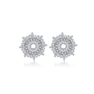 Simple Bright Geometric Round Stud Earrings with Cubic Zirconia