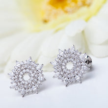 Load image into Gallery viewer, Simple Bright Geometric Round Stud Earrings with Cubic Zirconia