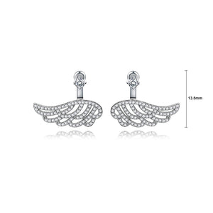 Fashion Simple Angel Wing Stud Earrings with Cubic Zirconia