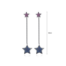 Load image into Gallery viewer, Simple Temperament Plated Black Star Tassel Earrings with Blue Cubic Zirconia
