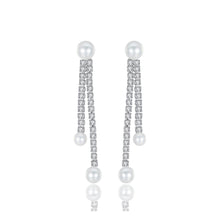 Load image into Gallery viewer, Simple Temperament Geometric Tassel Imitation Pearl Earrings with Cubic Zirconia