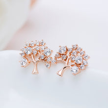 Load image into Gallery viewer, Fashion and Elegant Plated Rose Gold Tree Of Life Stud Earrings with Cubic Zirconia