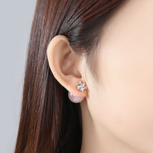 Load image into Gallery viewer, Simple and Fashion Plated Gold Crown Cubic Zirconia Stud Earrings with Imitation Pearls