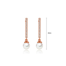 Load image into Gallery viewer, Simple and Elegant Plated Rose Gold Geometric Imitation Pearl Earrings with Cubic Zirconia