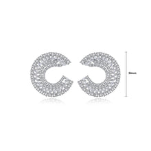 Load image into Gallery viewer, Simple and Bright Geometric C-shaped Stud Earrings with Cubic Zirconia
