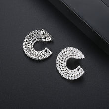 Load image into Gallery viewer, Simple and Bright Geometric C-shaped Stud Earrings with Cubic Zirconia