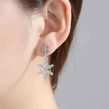 Load image into Gallery viewer, Fashion and Elegant Snowflake Earrings with Cubic Zirconia