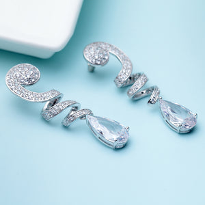 Fashion and Elegant Rotating Water Drop-shaped Earrings with Cubic Zirconia