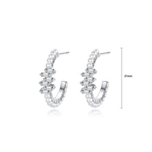 Load image into Gallery viewer, Simple and Fashion Geometric C-shaped Imitation Pearl Stud Earrings with Cubic Zirconia