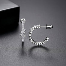 Load image into Gallery viewer, Simple and Fashion Geometric C-shaped Imitation Pearl Stud Earrings with Cubic Zirconia