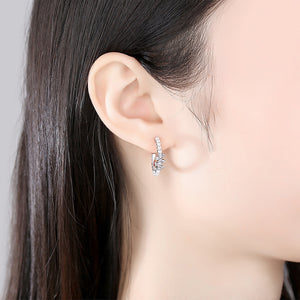 Simple and Fashion Geometric C-shaped Imitation Pearl Stud Earrings with Cubic Zirconia