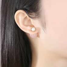 Load image into Gallery viewer, Fashion and Elegant Plated Gold Geometric Imitation Pearl Stud Earrings